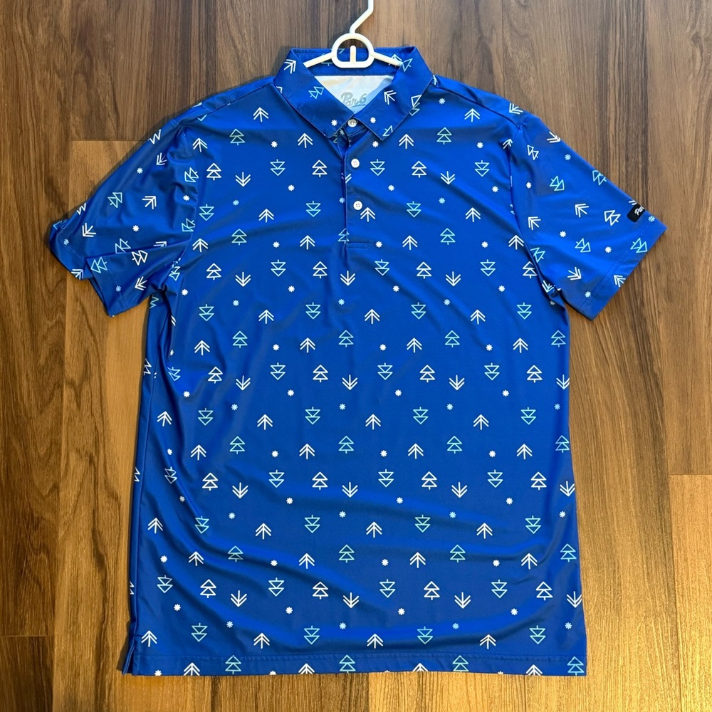 Par 6 Blue Patterned Men's Golf Polo